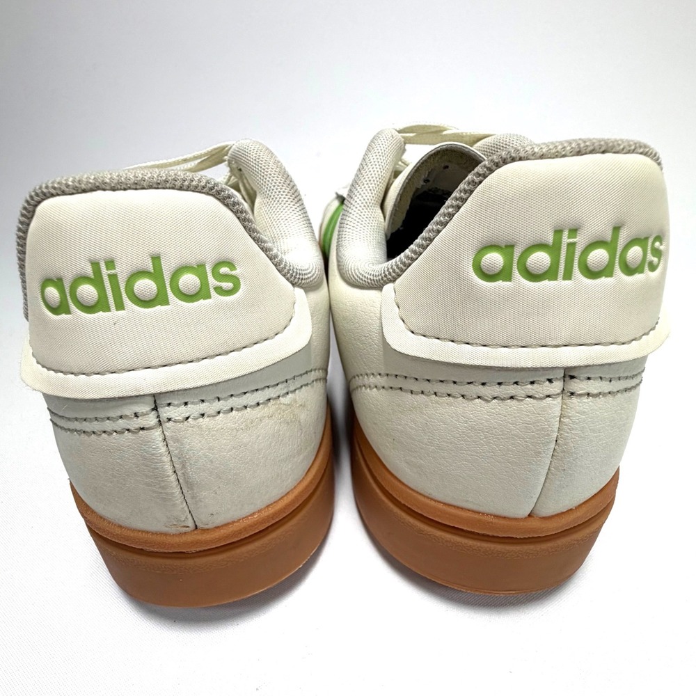 Adidas Court Sneakers White Green Gum Sole Leather Womens 7.5 - Picture 4 of 8